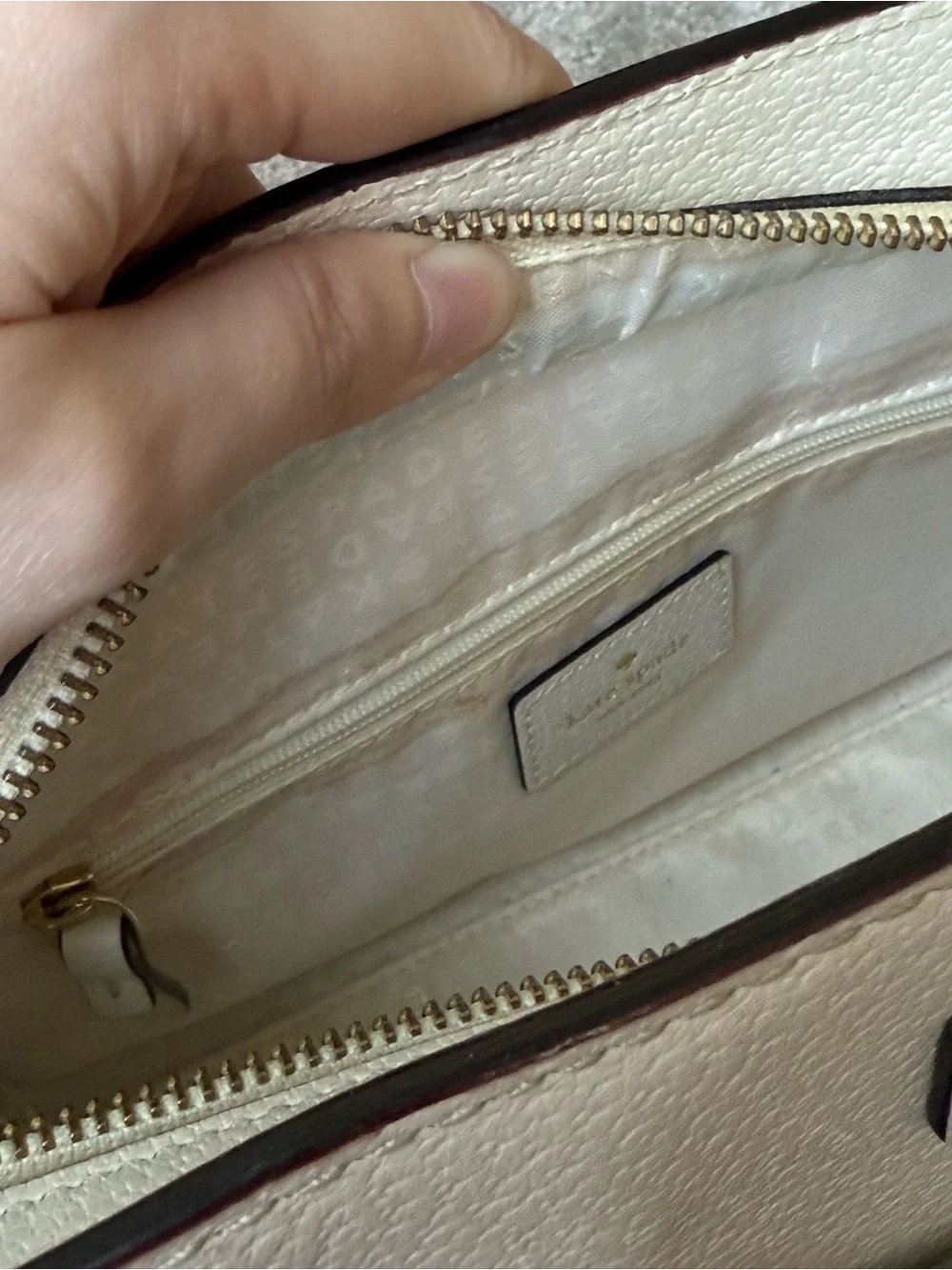Kate Spade Grove Street Caley Satchel Cement Beige Pink White